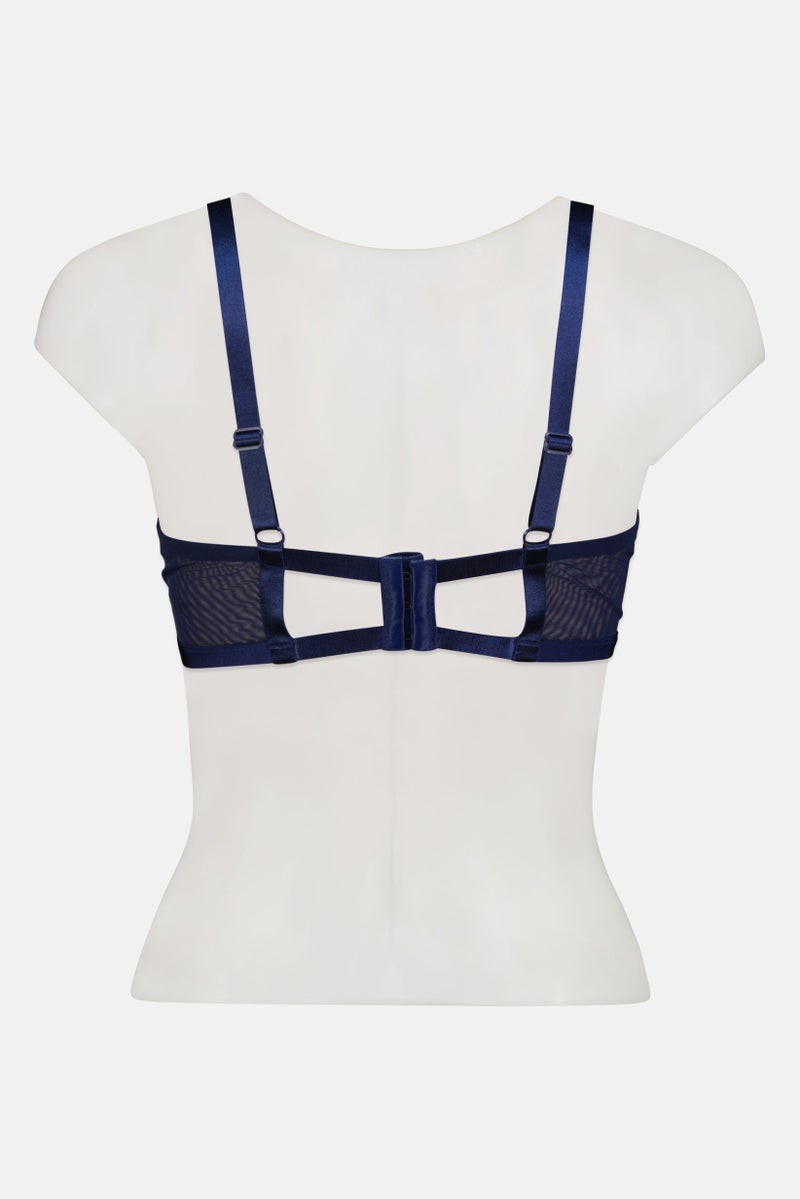 TRIUMPH سوتيان نسائي مزخرف مبطن بسلك، أزرق داكن - Image 2