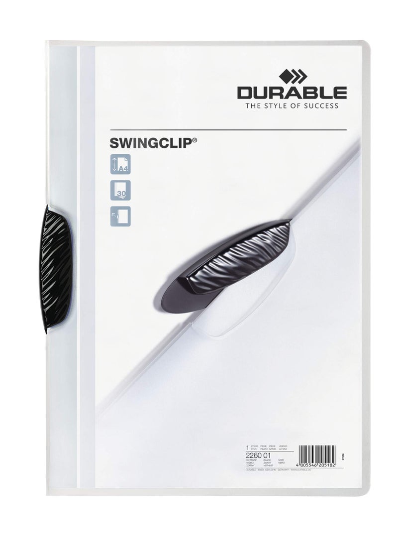 Durable SWINGCLIP® Clip Folder 30 A4 Transparent, Secure 30-Sheet Polypropylene File Folder with Elliptical Swivel Clip for Easy Handling | A4 Document Protection, No Punching Needed - Image 2