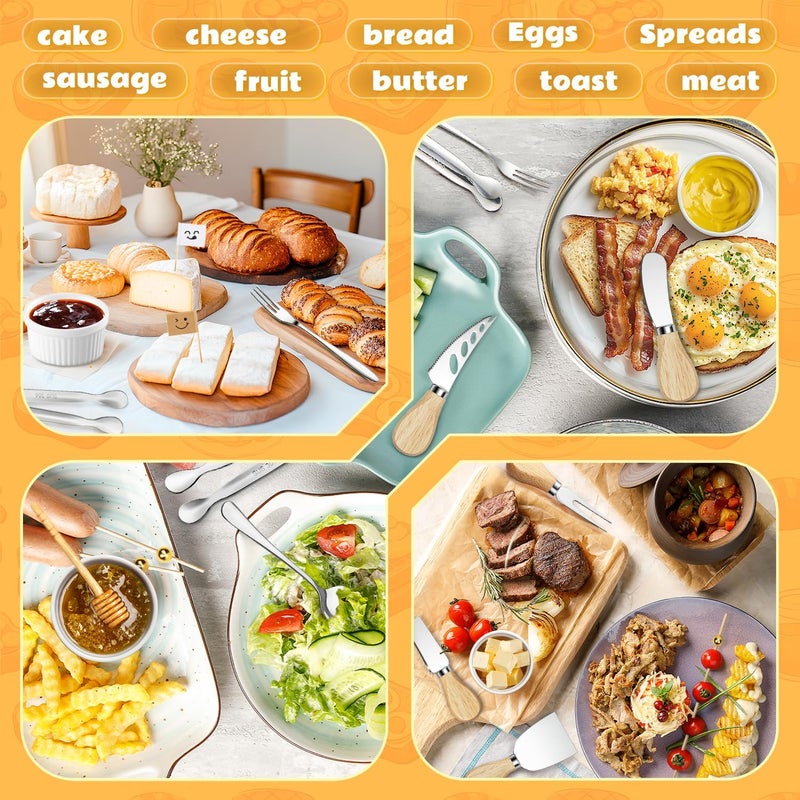 Mlurcu Charcuterie Boards Accessories Charcuterie Utensils 169Pcs Cheese Spreader Knife Set Small Serving Tongs Forks and Spoons Dipping Bowls Honey Dipper Toothpick Flags Cocktail Picks for Appetizers - Image 4