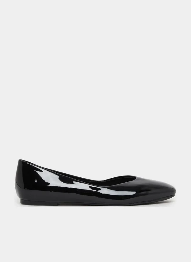 Styli Black Patent Leather Ballerinas