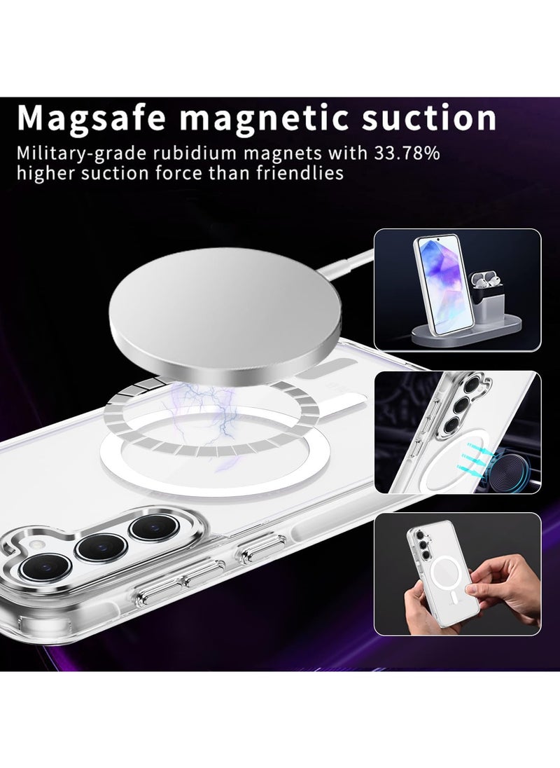 URBBKING For Samsung Galaxy A55 5G Case Hard [Compatible with Magsafe Wireless Charging] Yellowing Resistant Magnetic Cover,Clear  - Image 4