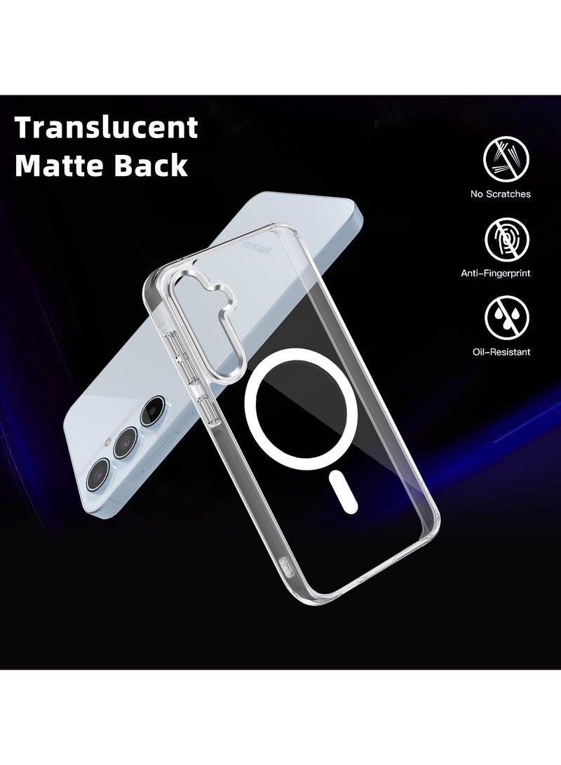 For Samsung Galaxy A55 5G Case Hard [Compatible with Magsafe Wireless Charging] Yellowing Resistant Magnetic Cover,Clear