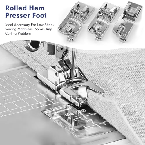 LBCSO 3 Size Rolled Hem Presser Foot Set (3mm,4mm,6mm) - Universal Low Shank Snap-On for Singer, Brother, Janome, Babylock - Sewing Machine Supplies Rolled Hemmer Foot,Multifunctional Household Accessories - Image 3