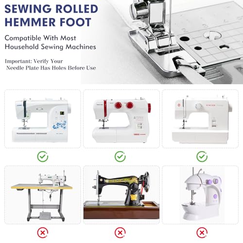 LBCSO 3 Size Rolled Hem Presser Foot Set (3mm,4mm,6mm) - Universal Low Shank Snap-On for Singer, Brother, Janome, Babylock - Sewing Machine Supplies Rolled Hemmer Foot,Multifunctional Household Accessories - Image 4
