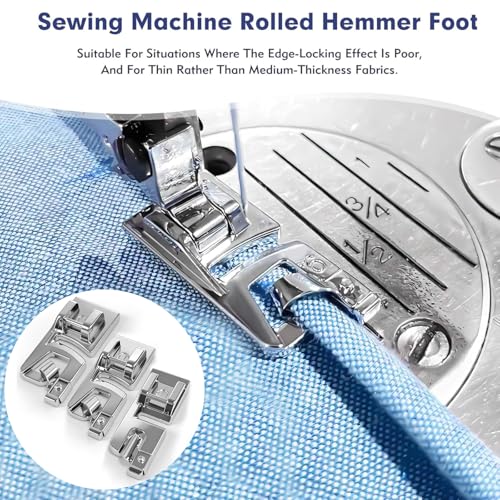 LBCSO 3 Size Rolled Hem Presser Foot Set (3mm,4mm,6mm) - Universal Low Shank Snap-On for Singer, Brother, Janome, Babylock - Sewing Machine Supplies Rolled Hemmer Foot,Multifunctional Household Accessories - Image 5