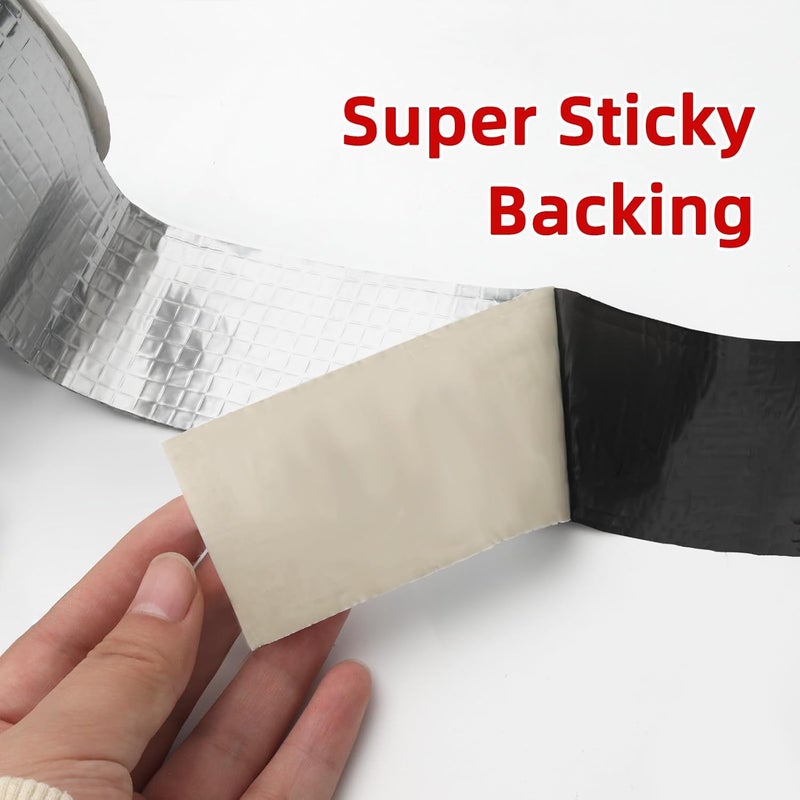 WELSTIK شريط بوتيل من الألومنيوم WELSTIK مقاس 50 مم × 10 م (2 بوصة × 33 قدم)، شريط مانع للتسرب مقاوم للماء، شريط إصلاح تسرب السقف الفضي للمركبات الترفيهية، النوافذ، الأنابيب، المزاريب، الوميض، الأسطح الزجاجية والمعدنية - Image 4