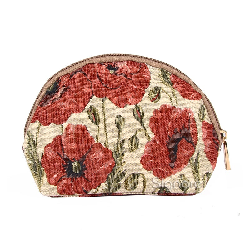 Signare Tapestry Cosmetic Bag Toiletry Makeup Bag For Women With Poppy Flower Design (Cosm-Pop) - Image 1