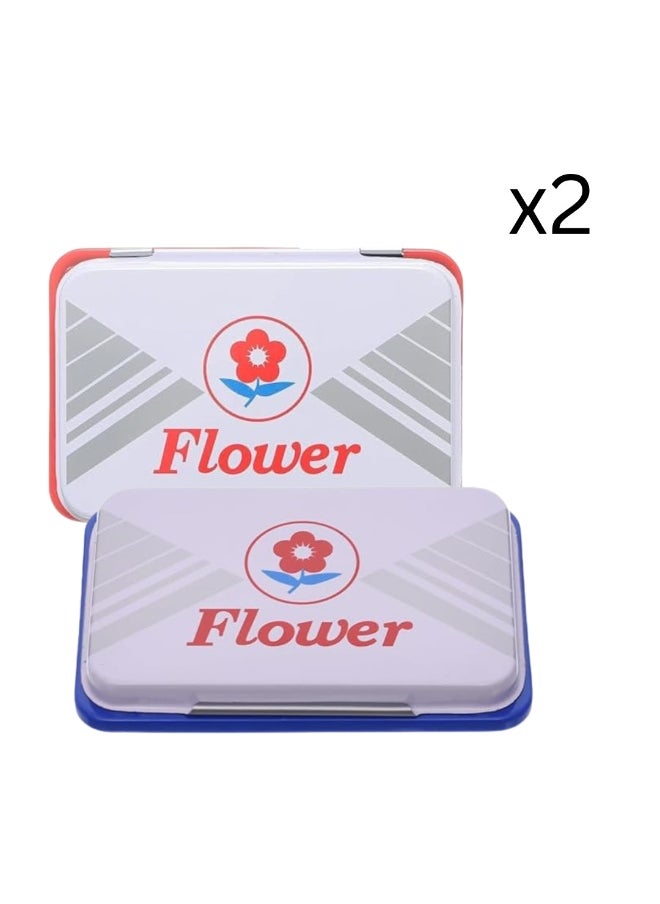 FLOWER Flower Stamp Pad set of 4 pieces / 02 red + 02 blue  - Image 1