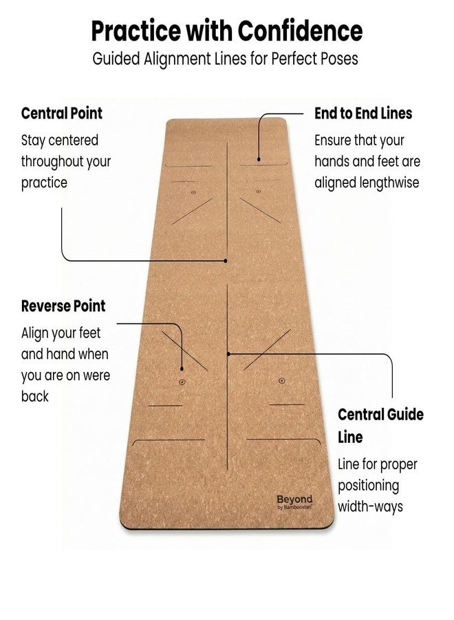 Bamboostan Cork Yoga Alignment Mat | Natural Cork | Anti-Slip | 61 cm x 183 cm | Non-Slip Grip | Anti Skid Base | Anti-Tear Durable Surface | Pilates | Stretching & Home Workouts - Image 3