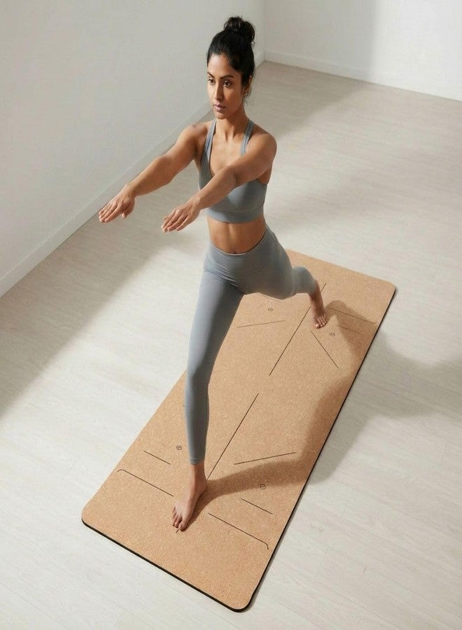 Bamboostan Cork Yoga Alignment Mat | Natural Cork | Anti-Slip | 61 cm x 183 cm | Non-Slip Grip | Anti Skid Base | Anti-Tear Durable Surface | Pilates | Stretching & Home Workouts - Image 4