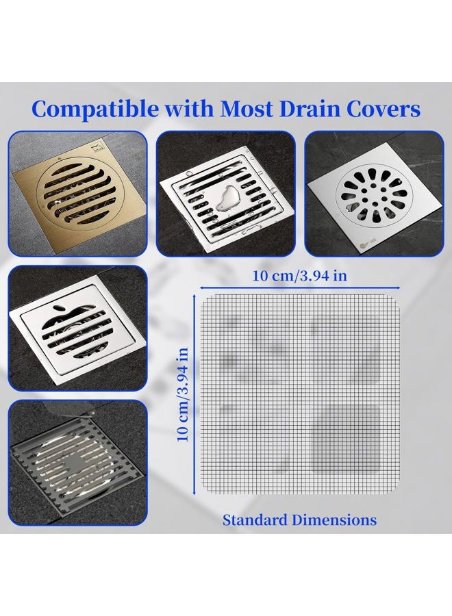 Pretwad 100 Pack Disposable Shower Drain Hair Catcher - 4x4 Inch Bath Tub Drain Hair Catcher Mesh Stickers, Hairs Catchers Shower Drain Cover for Bathroom Tub Kitchen Sink Showers Drains Cover Hairs Stopper - Image 2