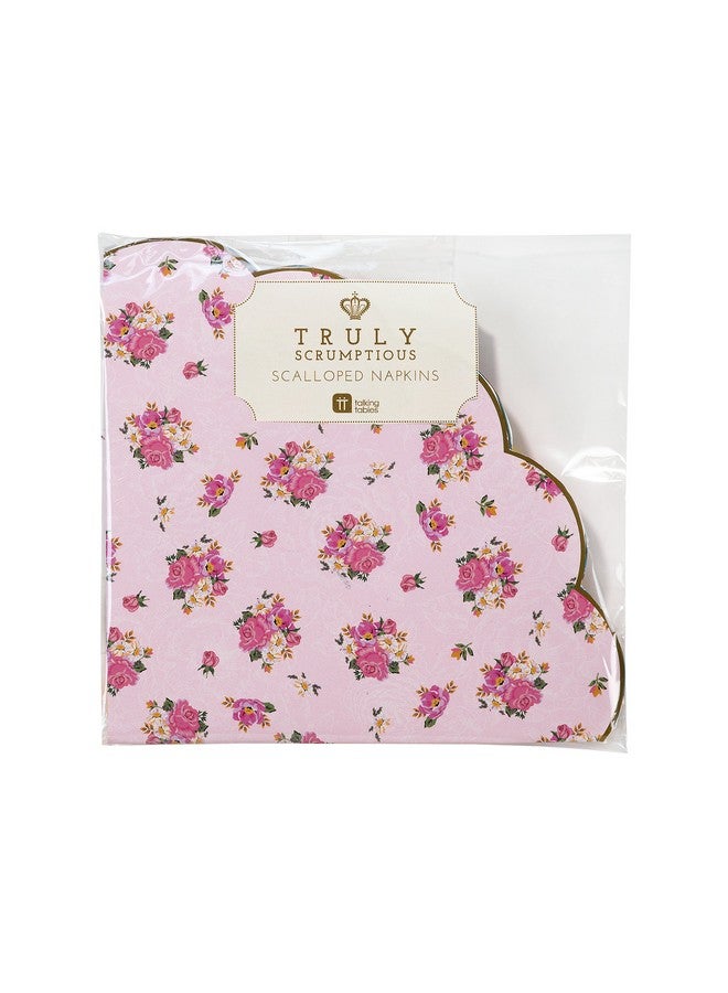 Talking Tables Truly Scrumptious Scalloped Floral Paper Table Napkins for a Tea Party, Pink (20 Pack) - Image 5