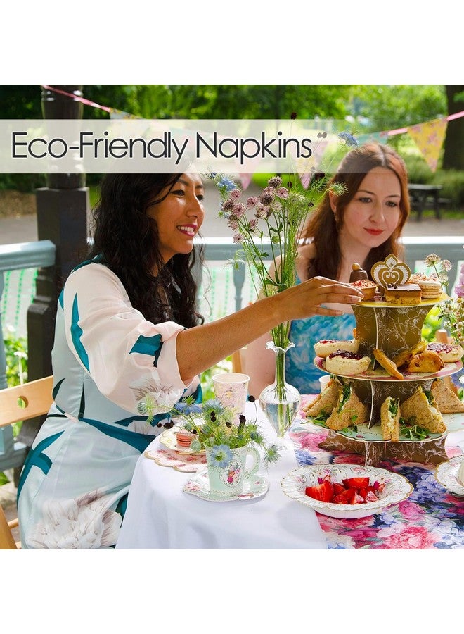 Talking Tables Truly Scrumptious Scalloped Floral Paper Table Napkins for a Tea Party, Pink (20 Pack) - Image 3