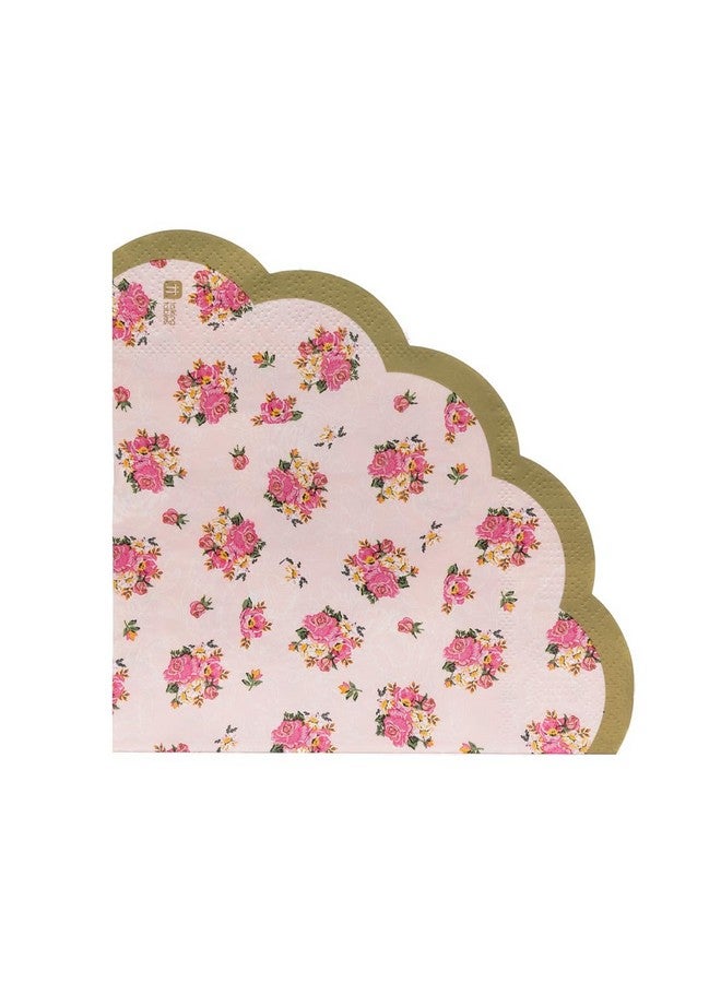 Talking Tables Truly Scrumptious Scalloped Floral Paper Table Napkins for a Tea Party, Pink (20 Pack) - Image 1