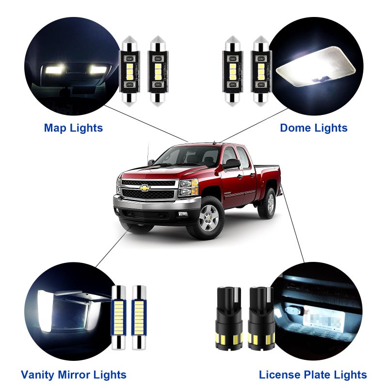 EASY EAGLE 12Pcs Super Bright LED Interior Lights, 6000k White Bulb Kit for Chevy Silverado 2007 2008 2009 2010 2011 2012 2013 All Models Light Accessories+Install Tool - Image 3