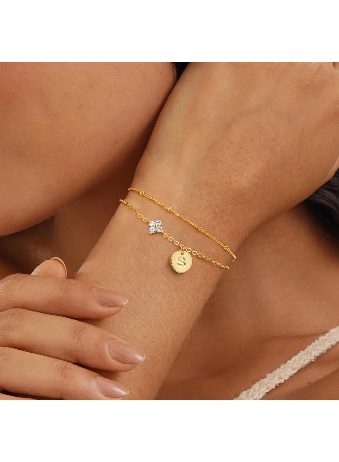 Dainty Four Leaf Clover Bracelet for Teens Women – Trendy Personalized Initial Bracelet for Teen Girls and Women - Image 3