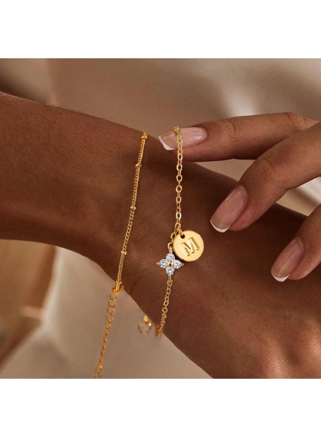Dainty Four Leaf Clover Bracelet for Teens Women – Trendy Personalized Initial Bracelet for Teen Girls and Women - Image 5