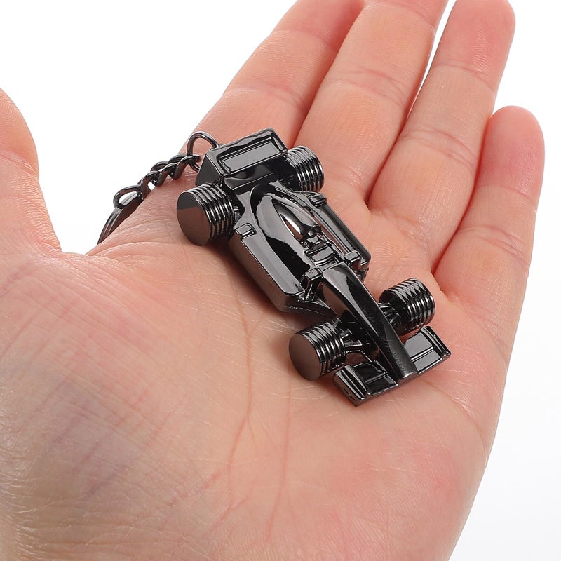 Zinc Alloy Racing Car Keychain Black Key Fob For Men Women Backpack Accessory - Image 4