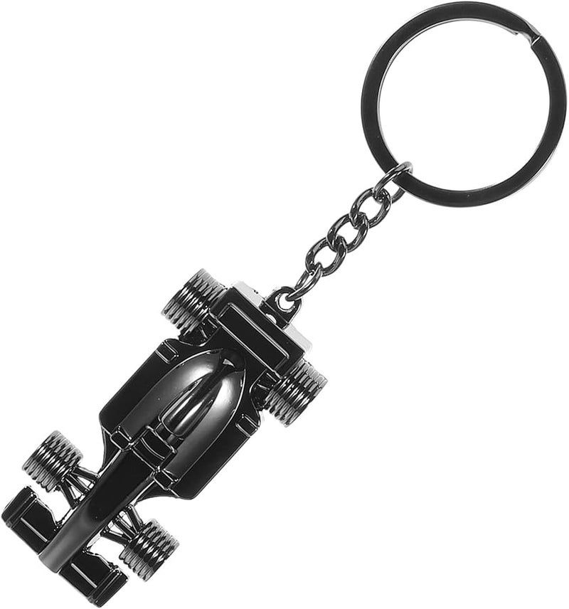 Zinc Alloy Racing Car Keychain Black Key Fob For Men Women Backpack Accessory - Image 1