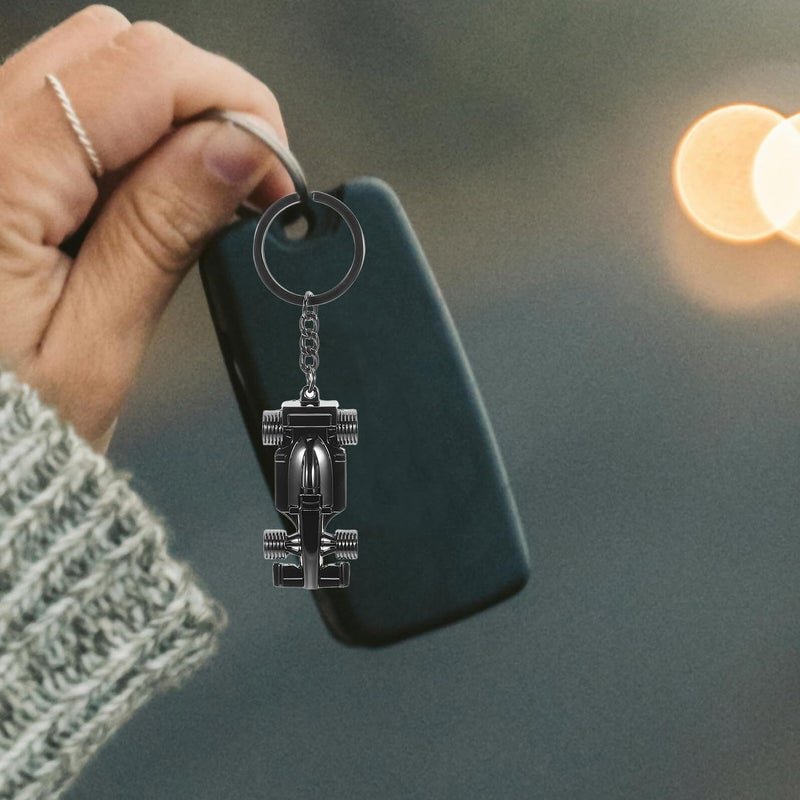 Zinc Alloy Racing Car Keychain Black Key Fob For Men Women Backpack Accessory - Image 5