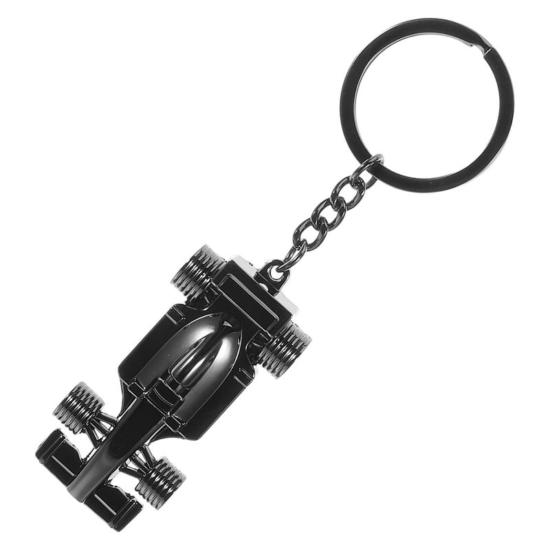 Zinc Alloy Racing Car Keychain Black Key Fob For Men Women Backpack Accessory - Image 2