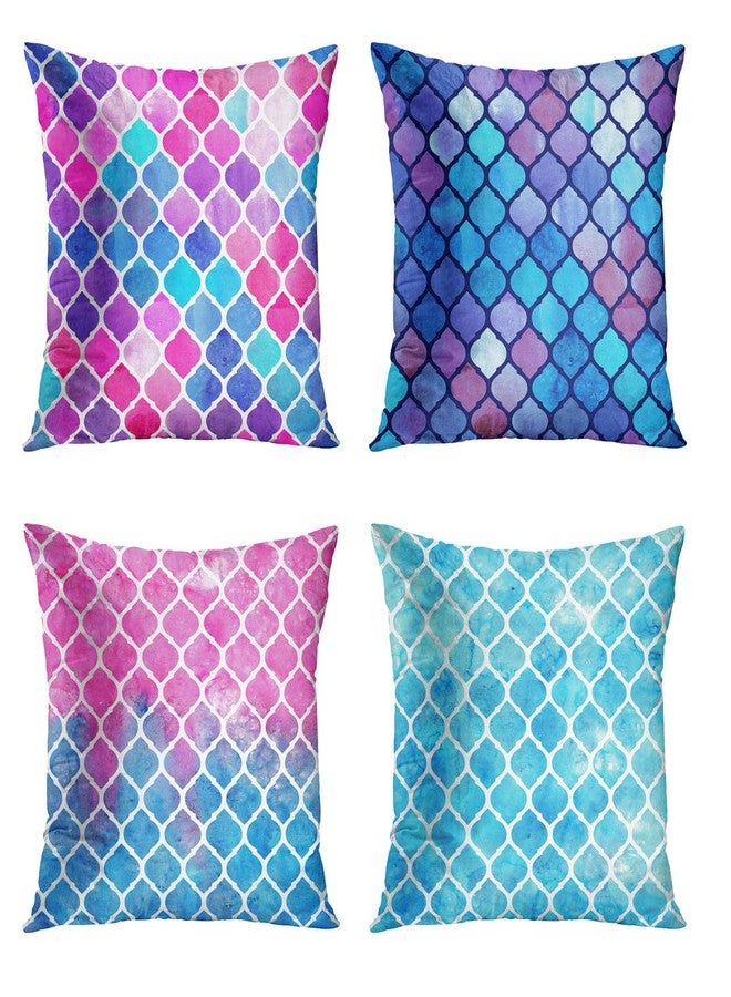 Britimes Mermaid Throw Pillow Covers Girls Room Home of 4 Turquoise Pillow Cases Decorative for Bed Sofa Cushion Outdoor Pillowcases - Image 1