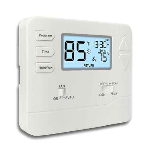 Miuputake Thermostat for Heat Pump,Programmable Thermostat for Home,Single-Stage Systems,2 Heat/1 Cool Heat Pump Or 1 Heat/1 Cool,Easy DIY Install,White Backlight - Image 1