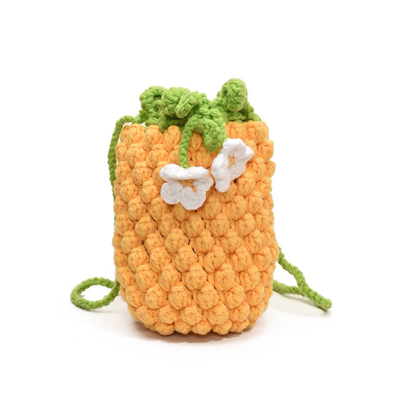 Niche Cute Handmade Crocheted Pineapple Bag Finished 25 New Cartoon Wool Satchel Bag A Generation Of Hair