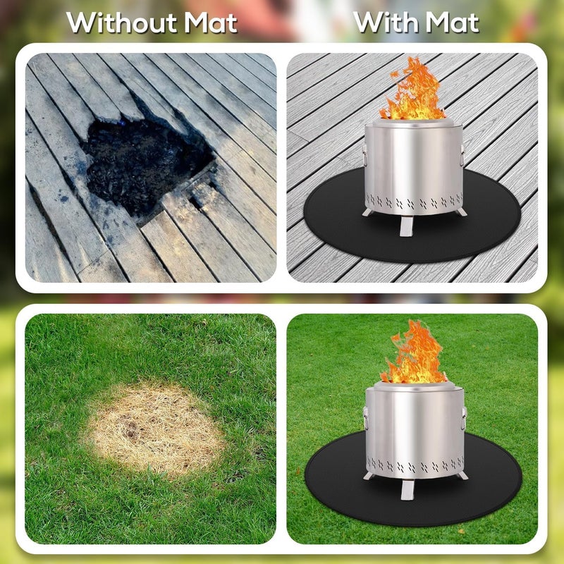 Tazweeq 36" Fire Pit Mat for Solo Stove Bonfire, Double-Sided Heat Resistant Deck Protector Pad, Round Grill Mats for Outdoor Use, Easy to Clean & Reusable, Under Grill Mat for Patio and Lawn - Image 4