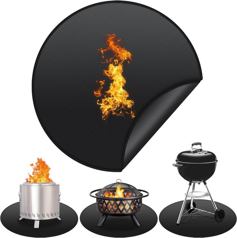 Tazweeq 36" Fire Pit Mat for Solo Stove Bonfire, Double-Sided Heat Resistant Deck Protector Pad, Round Grill Mats for Outdoor Use, Easy to Clean & Reusable, Under Grill Mat for Patio and Lawn - Image 1