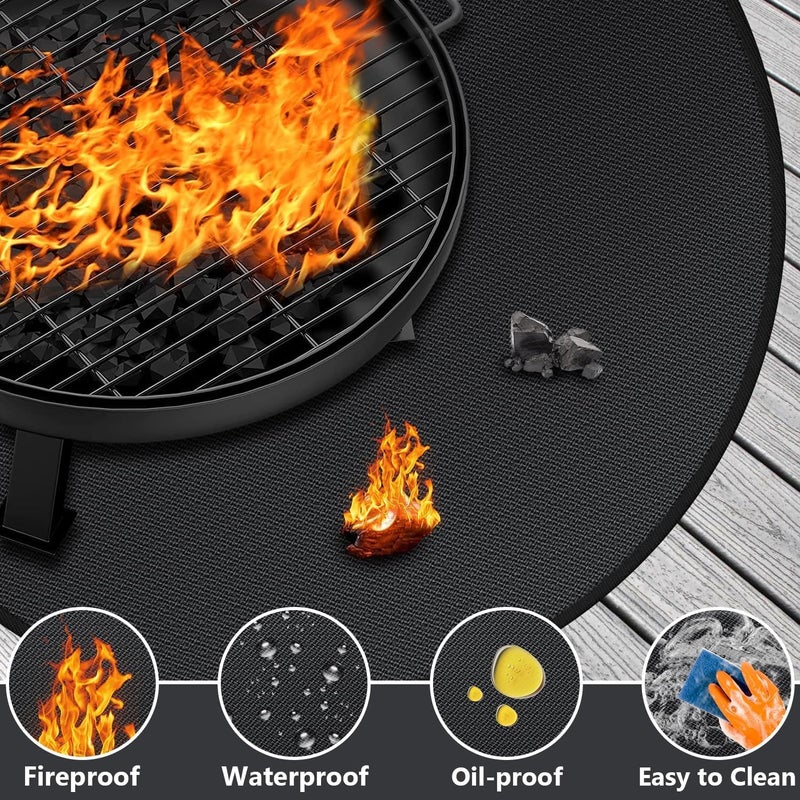 Tazweeq 36" Fire Pit Mat for Solo Stove Bonfire, Double-Sided Heat Resistant Deck Protector Pad, Round Grill Mats for Outdoor Use, Easy to Clean & Reusable, Under Grill Mat for Patio and Lawn - Image 3