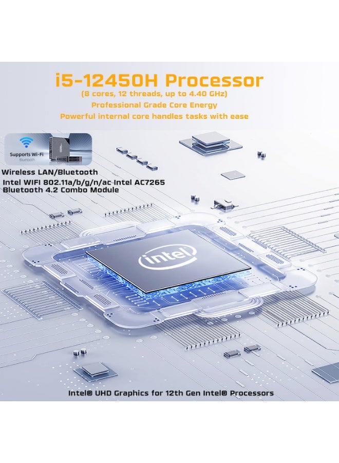 Twisted Minds Mini PC, Intel Core i5-12450H Processor, 16GB Dual Channel DDR4 2400 MHz RAM, 512 GB M.2 NGFF SSD, Intel UHD Graphics, Windows 11 Pro, Gray | TM-MPi5-512 black - Image 4