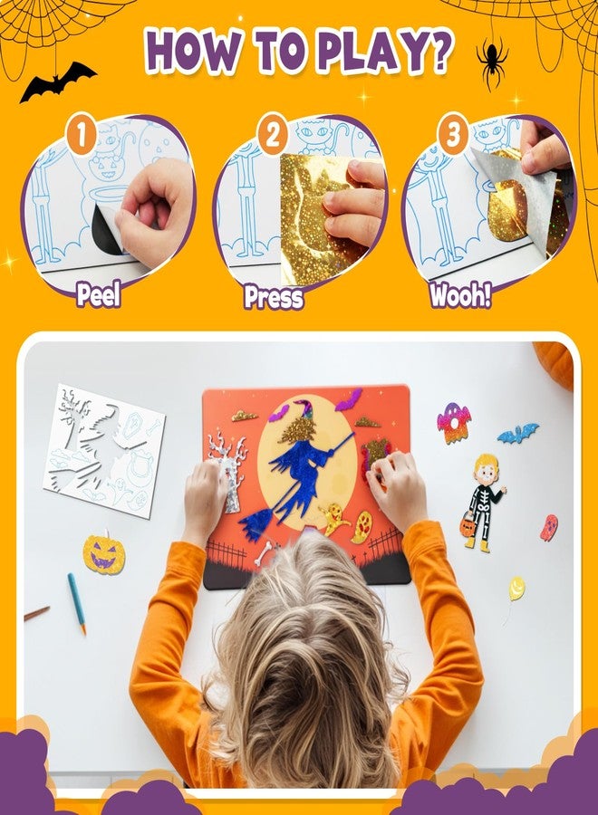 ZMLM Halloween Crafts Games for Kids - Fun Halloween Foil Art Mess Free Activity, Gifts for Ages 4 5 6 7 8 9 10 11 12 Girls Boys, Creative Arts and Crafts Kits Toys for Kids - Image 3
