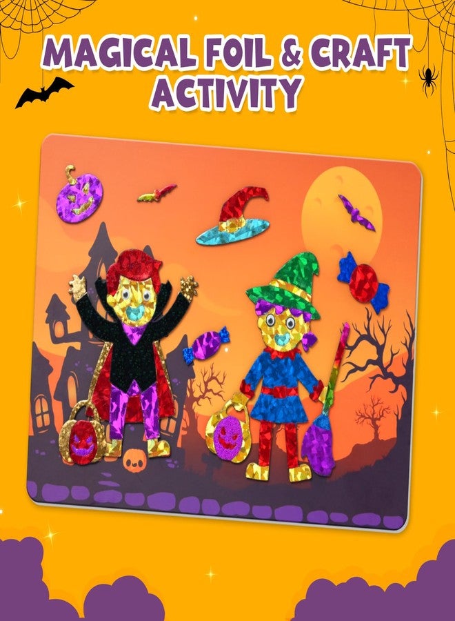 ZMLM Halloween Crafts Games for Kids - Fun Halloween Foil Art Mess Free Activity, Gifts for Ages 4 5 6 7 8 9 10 11 12 Girls Boys, Creative Arts and Crafts Kits Toys for Kids - Image 4