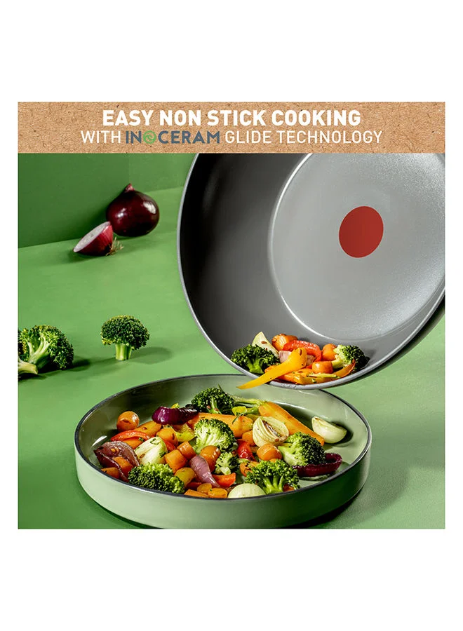 Tefal Tefal Renewal Wok Pan 28 Cm Non-Stick Ceramic Coating Eco-Designed Recycled Healthy Cooking Thermo-Signal Safe Cookware Made In France All Stovetops Including Induction