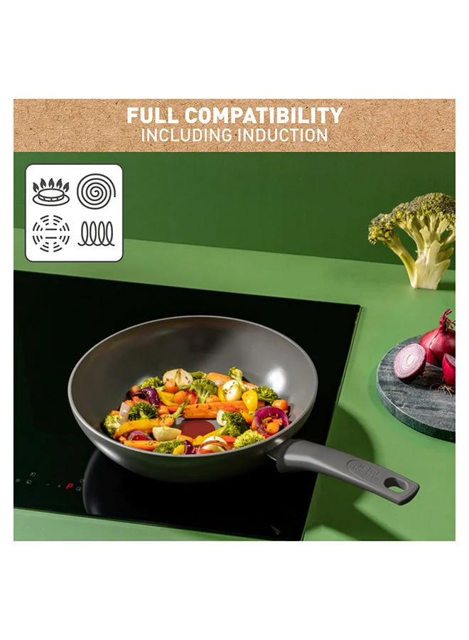 Tefal Tefal Renewal Wok Pan 28 Cm Non-Stick Ceramic Coating Eco-Designed Recycled Healthy Cooking Thermo-Signal Safe Cookware Made In France All Stovetops Including Induction