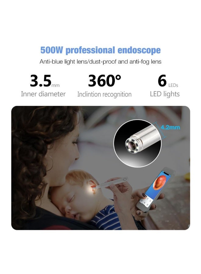 DubaiGallery Wireless Earwax Removal Kit with Camera & Light - Includes 6 Spoon Sets, USB Rechargeable Lithium Battery, Wi-Fi Function, Safe Home Ear Cleaning for iOS & Android Users, Ear Care Accessories | Multifunctional Tool | USB Rechargeable Device  - Image 2