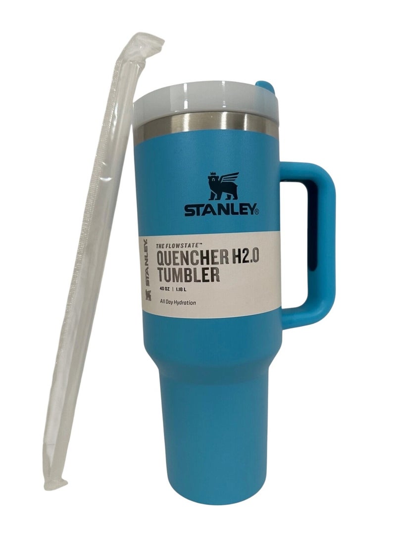 Stanley Mug with Straw and Handle, Insulated Mug with Lid Travel Mug Stainless Steel Coffee Mug for Hot Iced Drinks, Travel Mug with Handle light blue  - Image 1