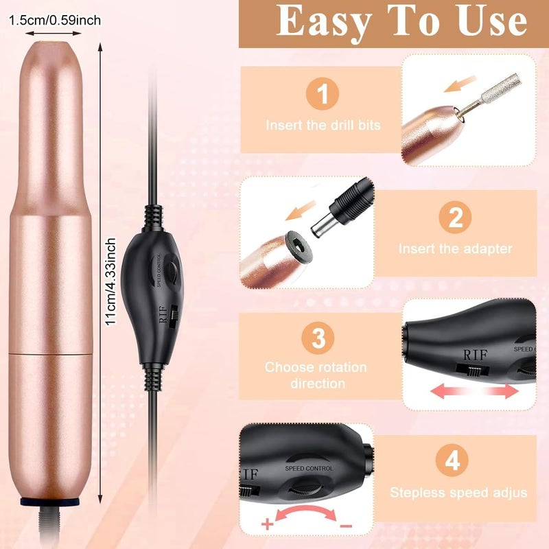 GOODIEBOX Electric Nail Drill File Professional Nail Drill Machine Kit Manicure Pedicure Tools Polishing Set with 6 Nail Drill Bits  Sanding Paper for manicure pedicure uses - Image 2