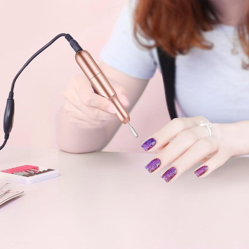 GOODIEBOX Electric Nail Drill File Professional Nail Drill Machine Kit Manicure Pedicure Tools Polishing Set with 6 Nail Drill Bits  Sanding Paper for manicure pedicure uses - Image 3