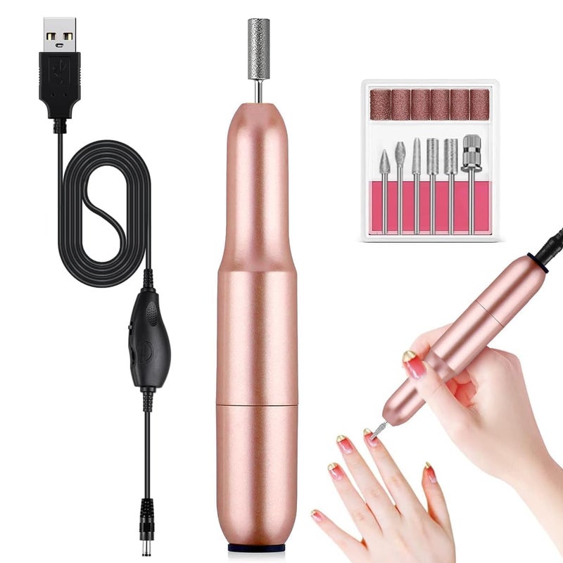 GOODIEBOX Electric Nail Drill File Professional Nail Drill Machine Kit Manicure Pedicure Tools Polishing Set with 6 Nail Drill Bits  Sanding Paper for manicure pedicure uses - Image 1