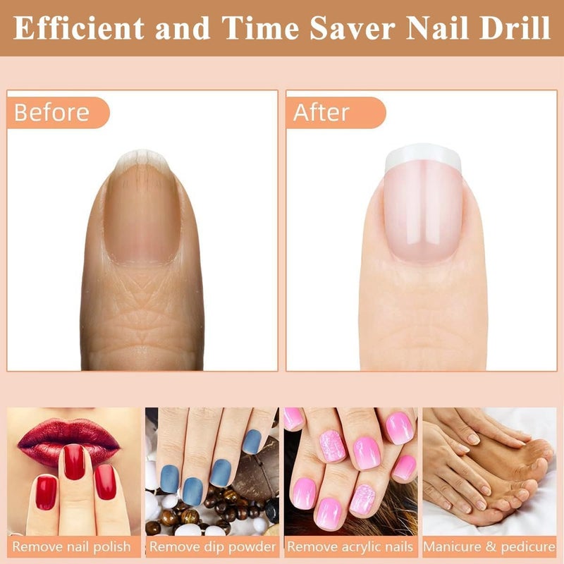 GOODIEBOX Electric Nail Drill File Professional Nail Drill Machine Kit Manicure Pedicure Tools Polishing Set with 6 Nail Drill Bits  Sanding Paper for manicure pedicure uses - Image 4
