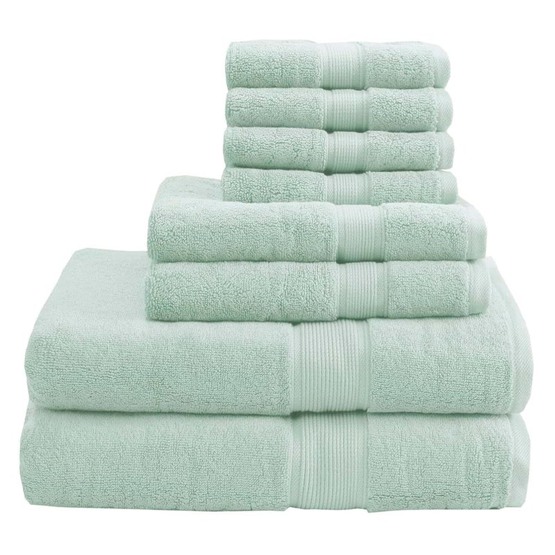 Madison Park 800GSM Bathroom Towel Set of 8 100 Cotton Bath Towel Set for Bathroom Luxurious Highly Absorbent 2 Bath Towels 2 Hand Towels 4 Washcloths Quick Dry Spa Quality Seafoam
