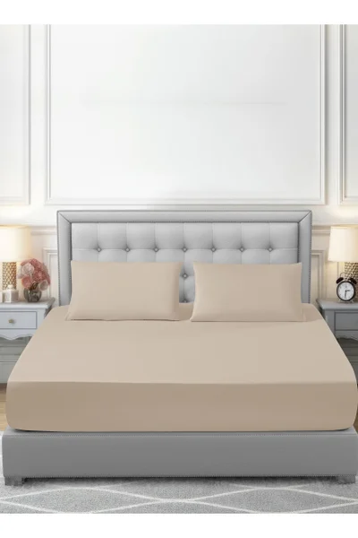 دوناتيلا Bedding Fitted Sheet - Fits 200x200 Cm For King Bed - 3 Pcs (1 Fitted Sheet and 2 Pillowcases) - 35 Cm Deep Pocket - Solid Bed Sheet