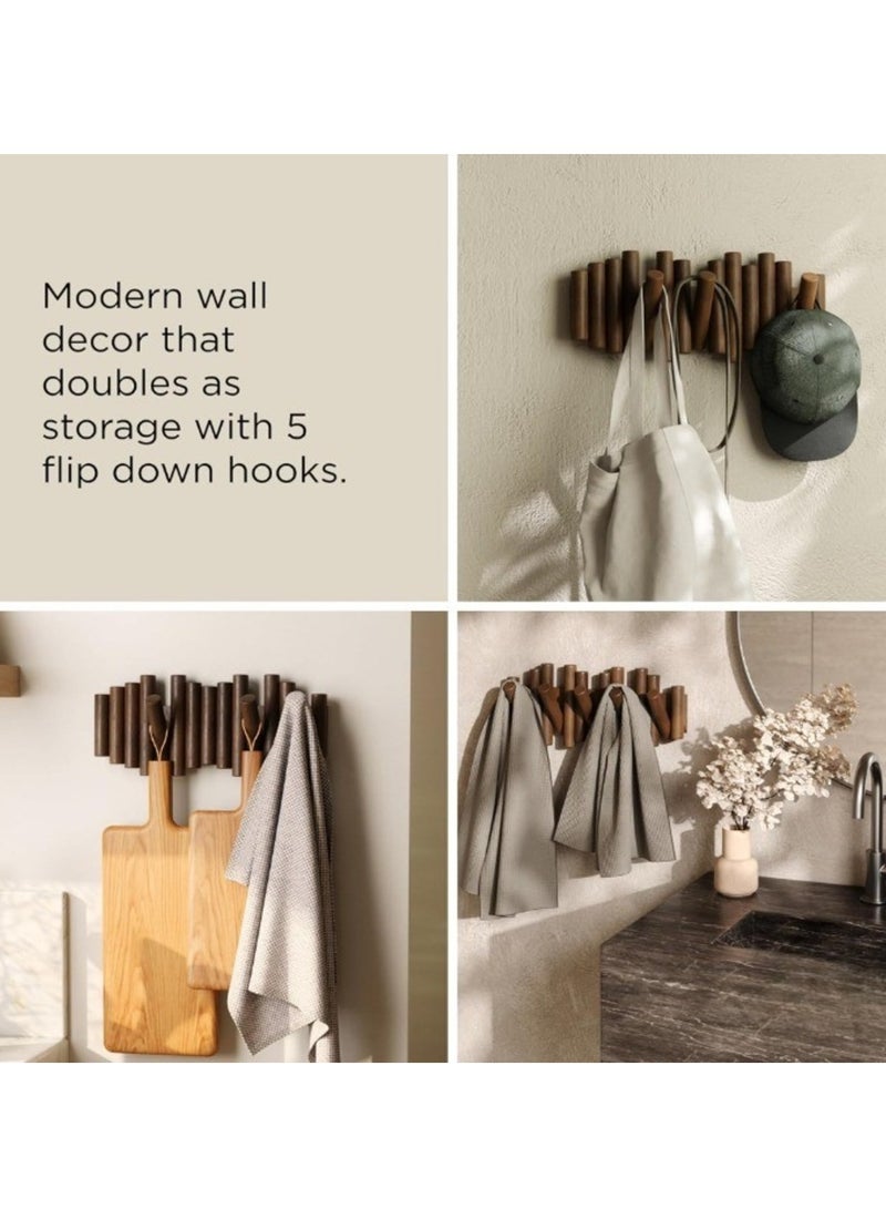 ALMiHomi Creative Design Wall-Mounted Solid Wood Hook Rack – 5 Hooks, No-Drill Installation, Chic & Space-Saving, Perfect for Entryway, Living Room, Bedroom, Kitchen, and Bathroom - Image 5