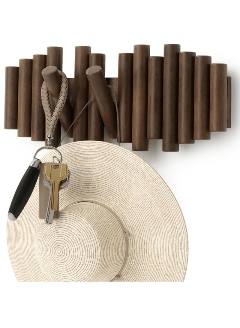 ALMiHomi Creative Design Wall-Mounted Solid Wood Hook Rack – 5 Hooks, No-Drill Installation, Chic & Space-Saving, Perfect for Entryway, Living Room, Bedroom, Kitchen, and Bathroom - Image 3