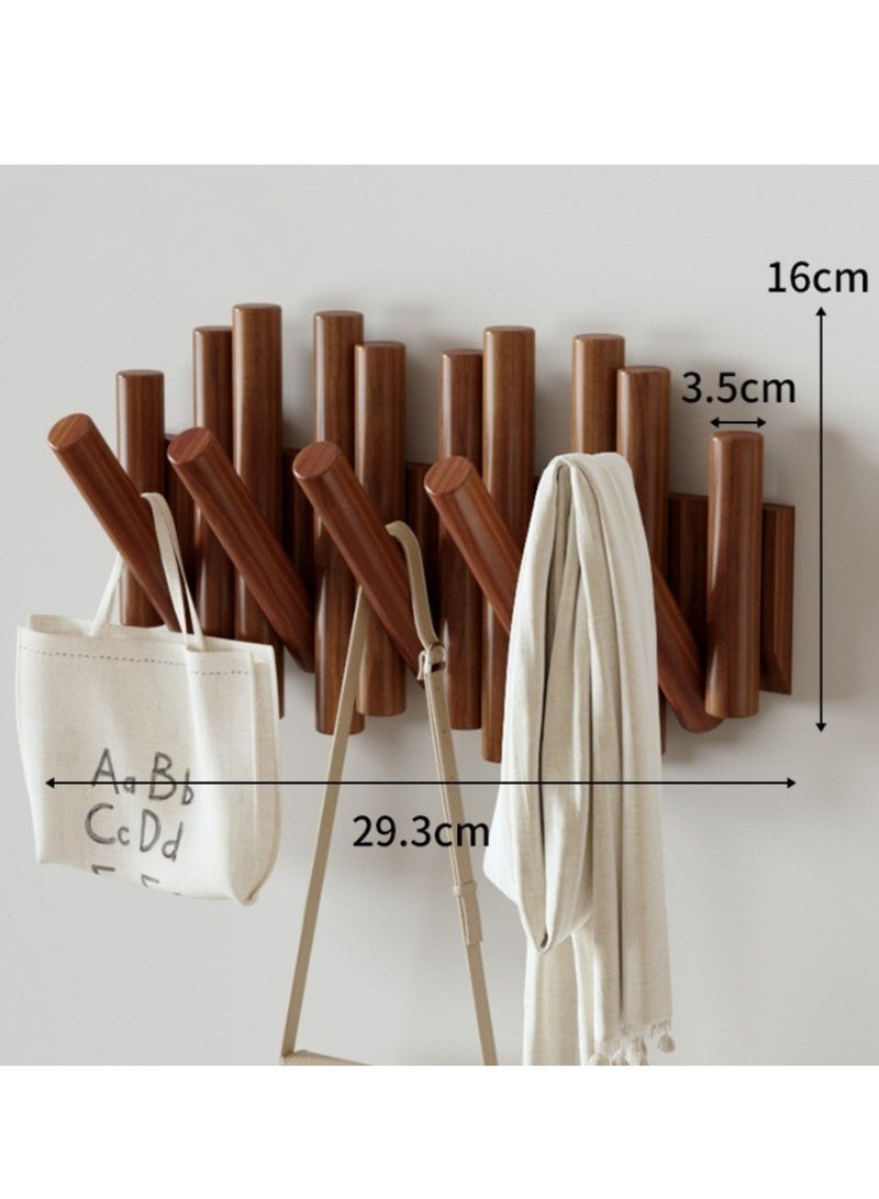 ALMiHomi Creative Design Wall-Mounted Solid Wood Hook Rack – 5 Hooks, No-Drill Installation, Chic & Space-Saving, Perfect for Entryway, Living Room, Bedroom, Kitchen, and Bathroom - Image 4