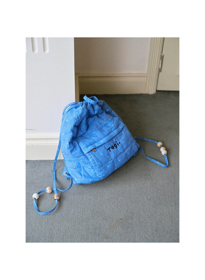 Tagi.tanghulu "i" Pearl Beaded Drawstring Backpack Large Capacity Double Shoulder Bag Super Light Holiday Gift - Citrus Biscuit - Image 2