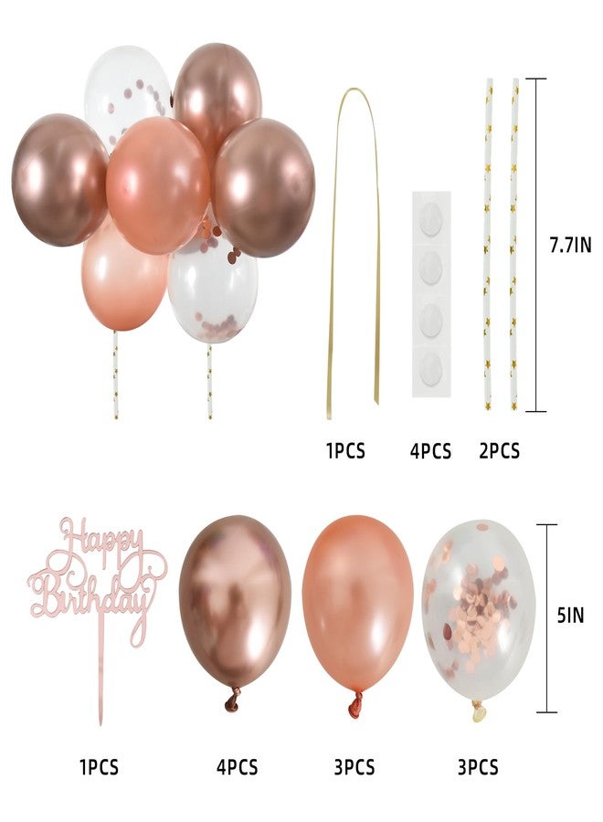 بيشيدا زينة كب كيك عيد ميلاد سعيد من بيشيدا - زينة كعكة عيد ميلاد على شكل سحابة صغيرة من البالونات باللون الذهبي الوردي، مناسبة لحفلات الزفاف والذكرى السنوية وحفلات استقبال المولود الجديد - Image 2