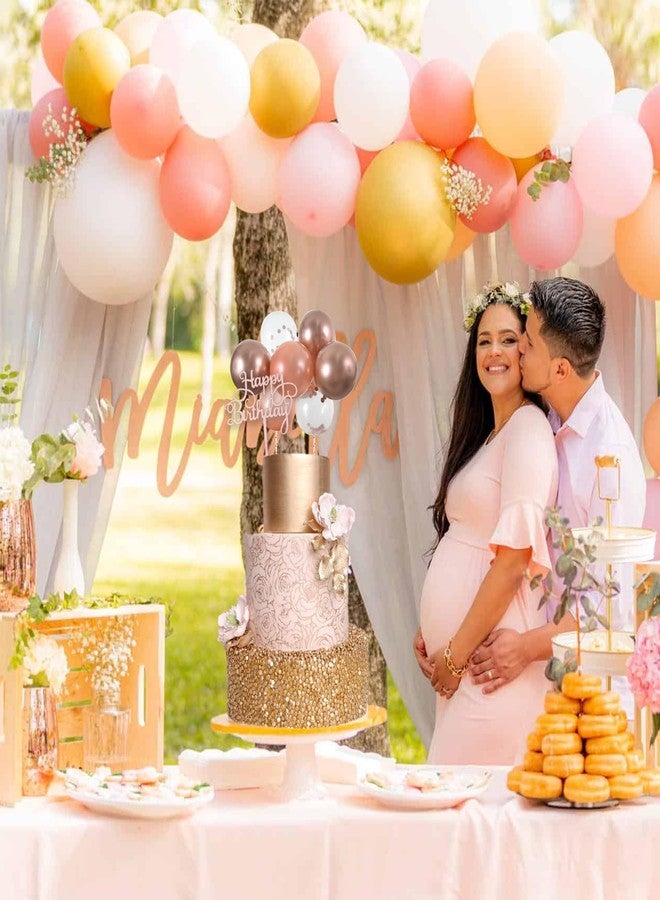 بيشيدا زينة كب كيك عيد ميلاد سعيد من بيشيدا - زينة كعكة عيد ميلاد على شكل سحابة صغيرة من البالونات باللون الذهبي الوردي، مناسبة لحفلات الزفاف والذكرى السنوية وحفلات استقبال المولود الجديد - Image 4